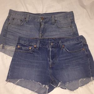 2 pairs of distressed jean shorts